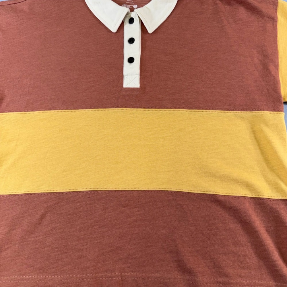 Madewell Mens Large Colorblock Rugby Shirt Organic Cotton Short Sleeve NJ797 L - Picture 13 of 16